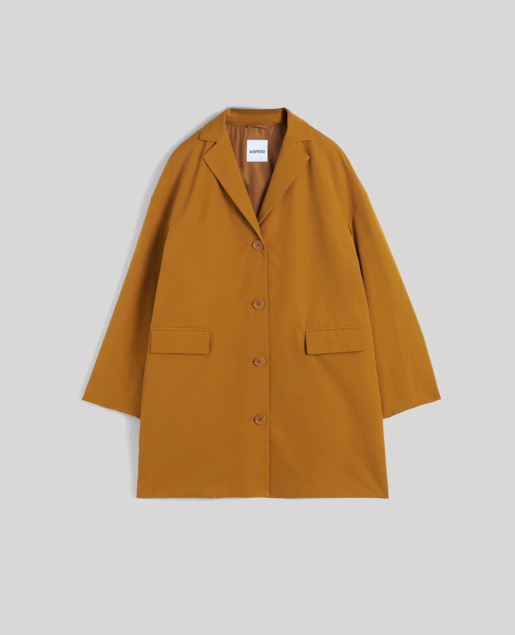 ASPESI DONNA CAPPOTTO CEDRATA IN TELA DI MISTO COTONE - SENAPE